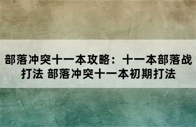 部落冲突十一本攻略：十一本部落战打法 部落冲突十一本初期打法